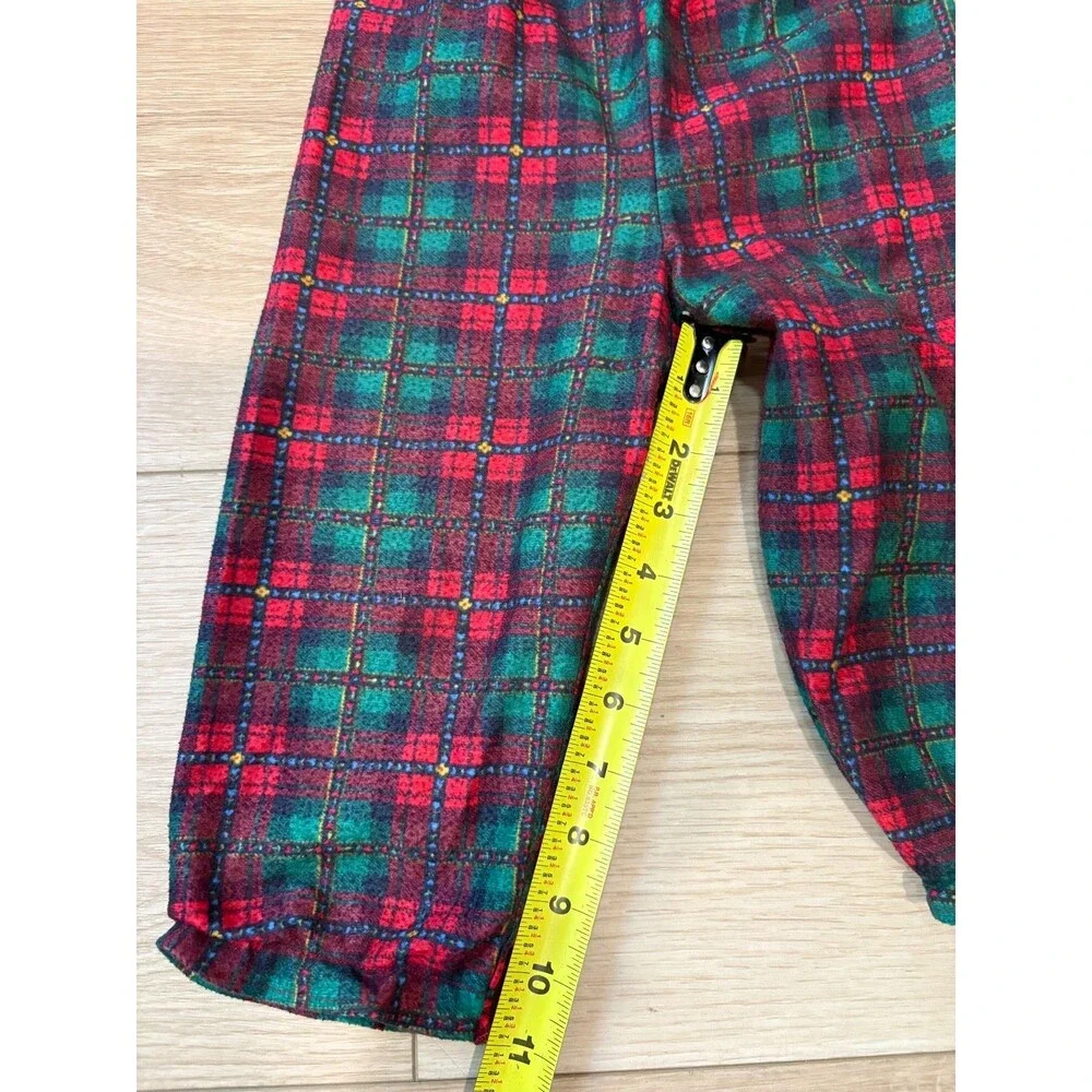 VINTAGE Jackie's Girls 3T Plaid Ruffle Top Pants Set Christmas Tartan Made in US - Picture 3 of 14